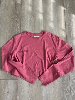 Pangaia Crop Tee Women Size XS Pink Long Sleeves 100% Organic Cotton Activewear